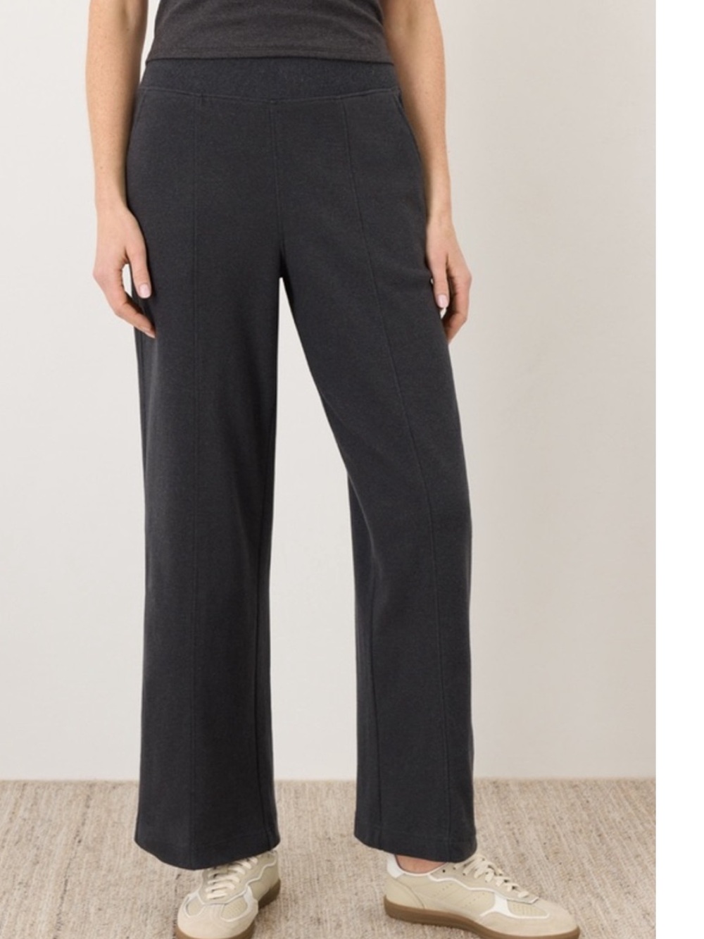 Pact Airplane Pintuck Pants Wide Leg Pants charcoal heather organic cotton